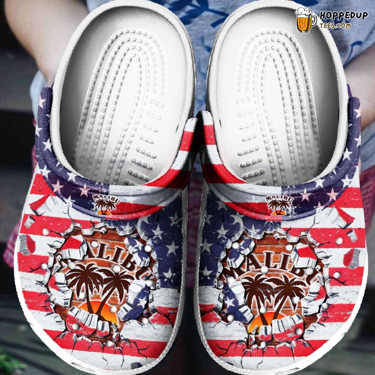 Malibu American Flag Themed Comfortable Unique Rubber Clog Shoes
