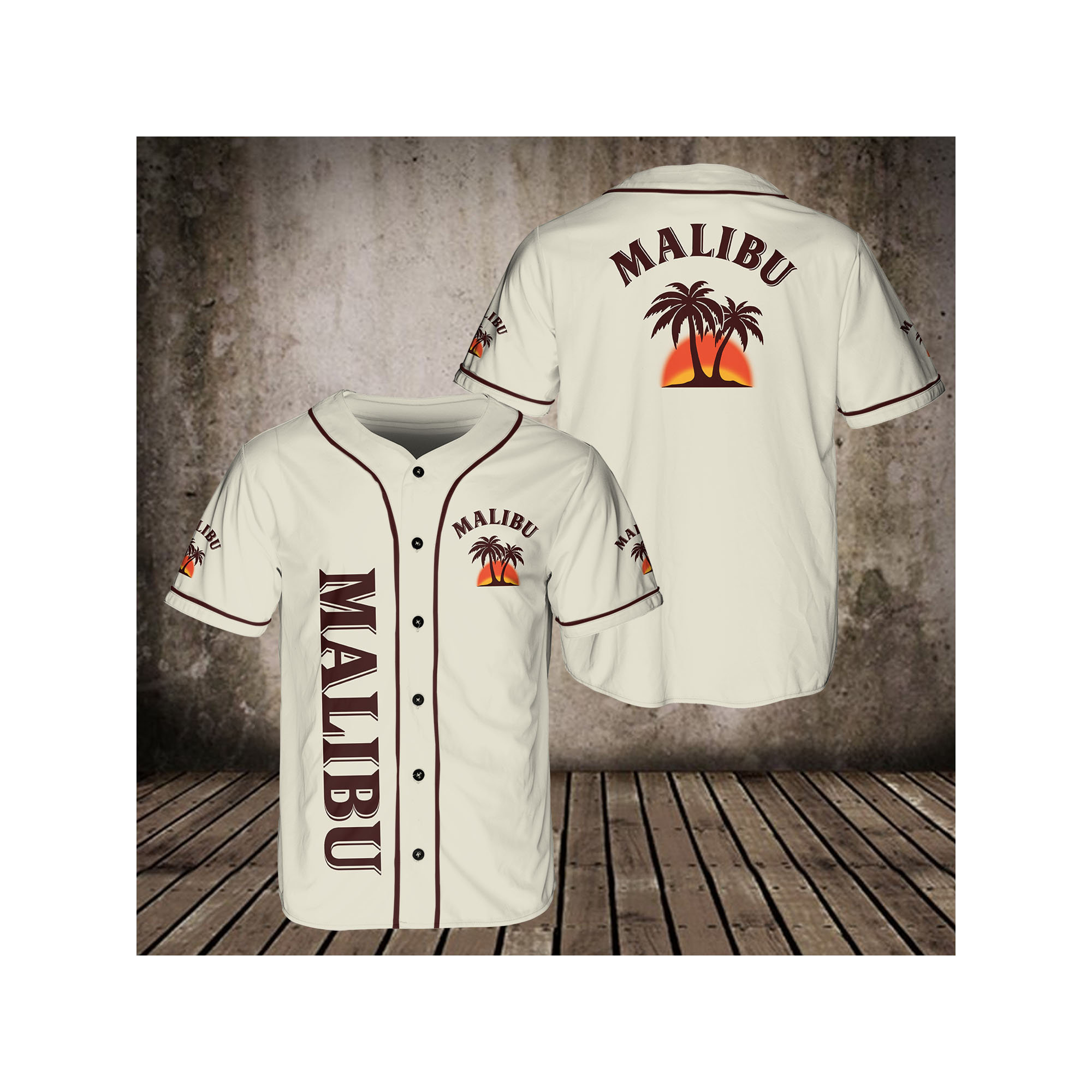Malibu Beer Lovers Themed Baseball Jersey Shirt HU
