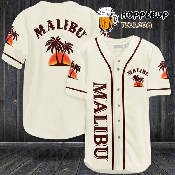 Malibu Rum Inspired Beige Baseball Jersey Unique Distinctive Design Edition
