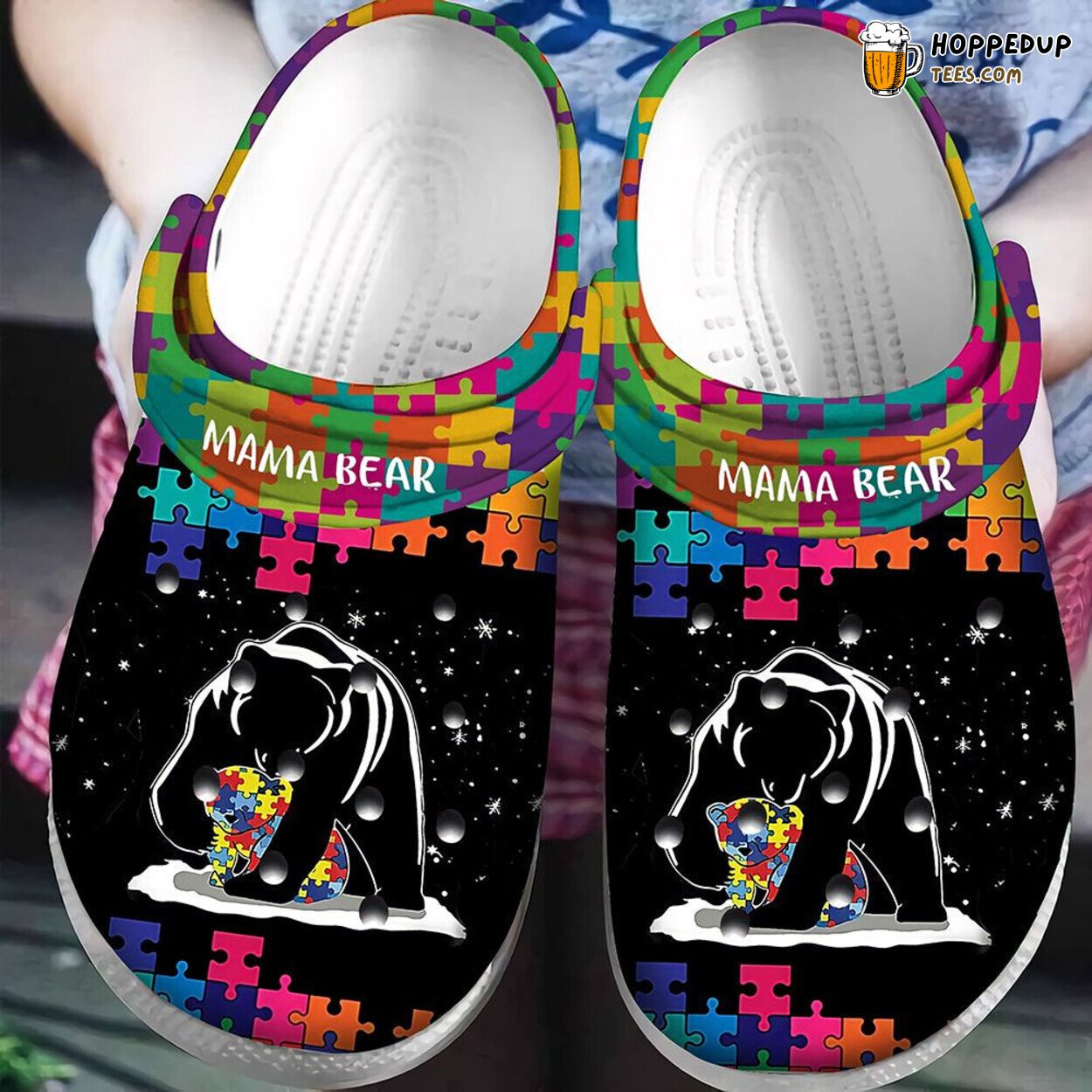 Mama Bear Autism Theme Classic Comfortable Clogs Awareness Footwear