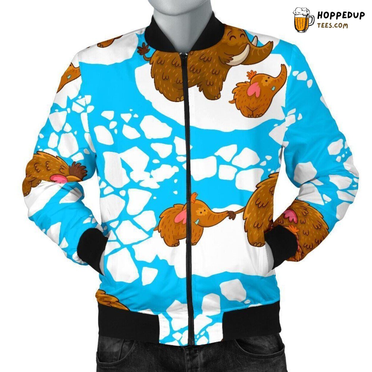 Mammoth from the Ice Age Era Men’s Bomber Jacket Distinct Pattern Showcase