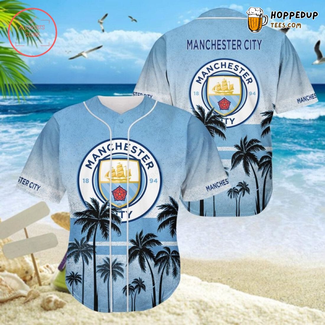 Manchester City Coconut Tree Beach Baseball Jersey Unisex Shirt