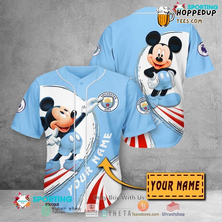 Manchester City Custom Name Mickey Mouse Baseball Jersey Unisex Shirt