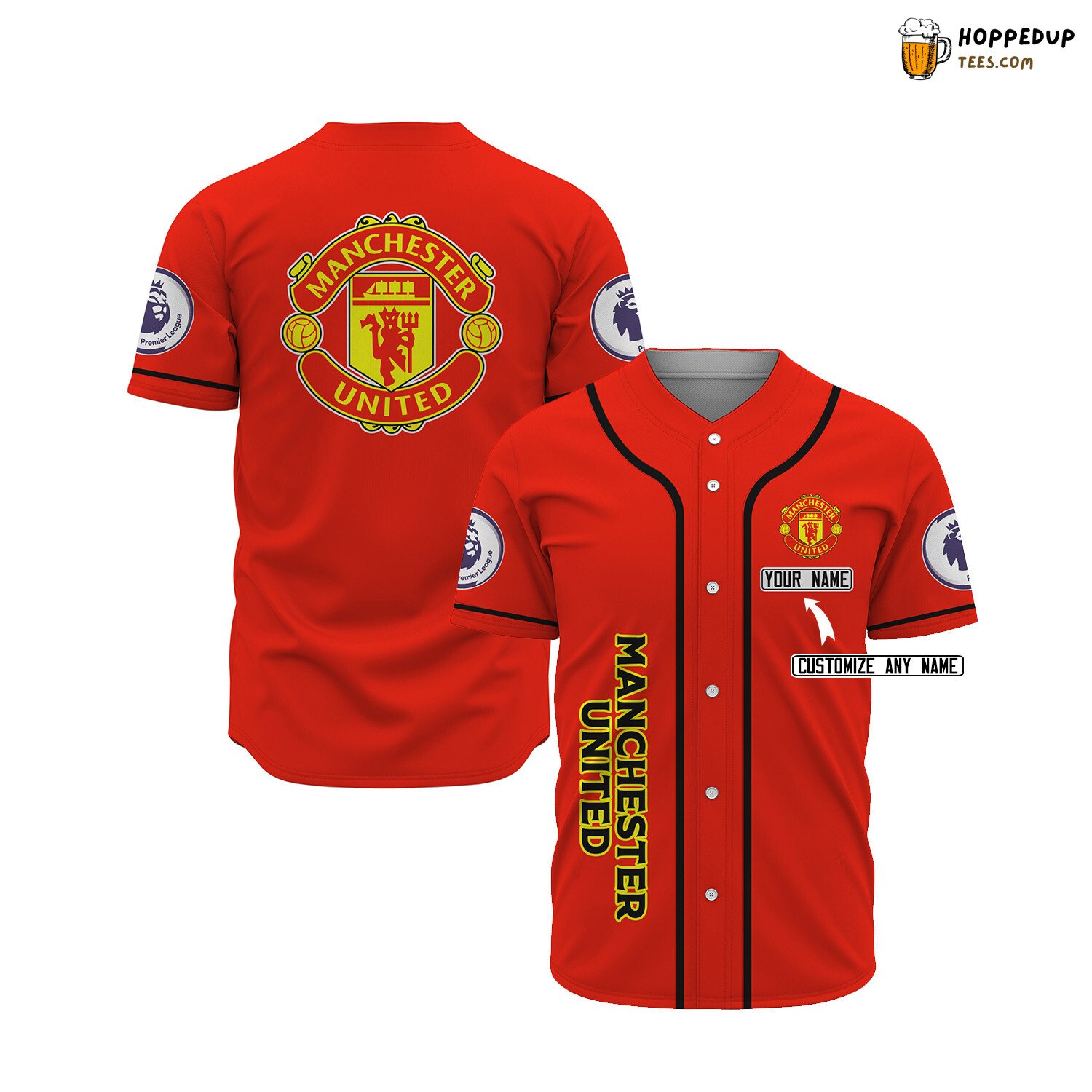 Manchester United Custom Name Red Baseball Jersey Unisex Shirt