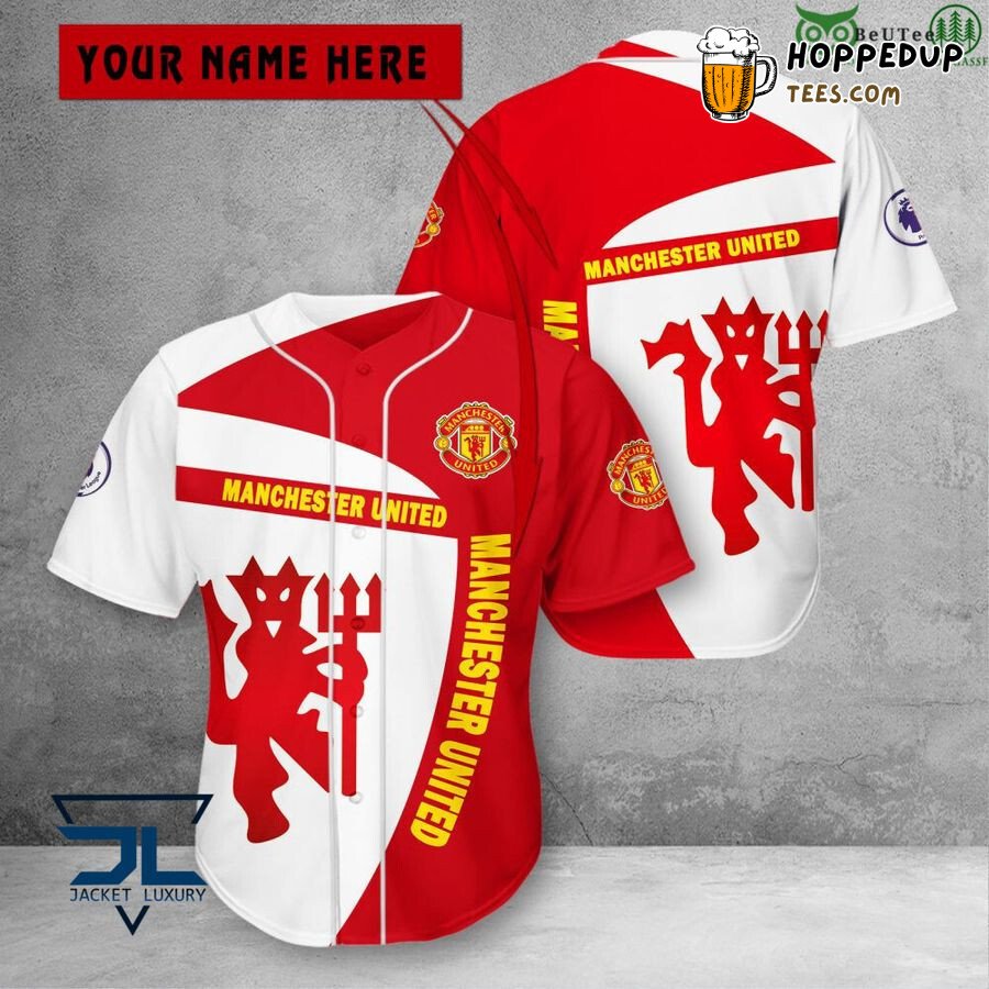 Manchester United Red White Mascot Baseball Jersey Unisex Shirt