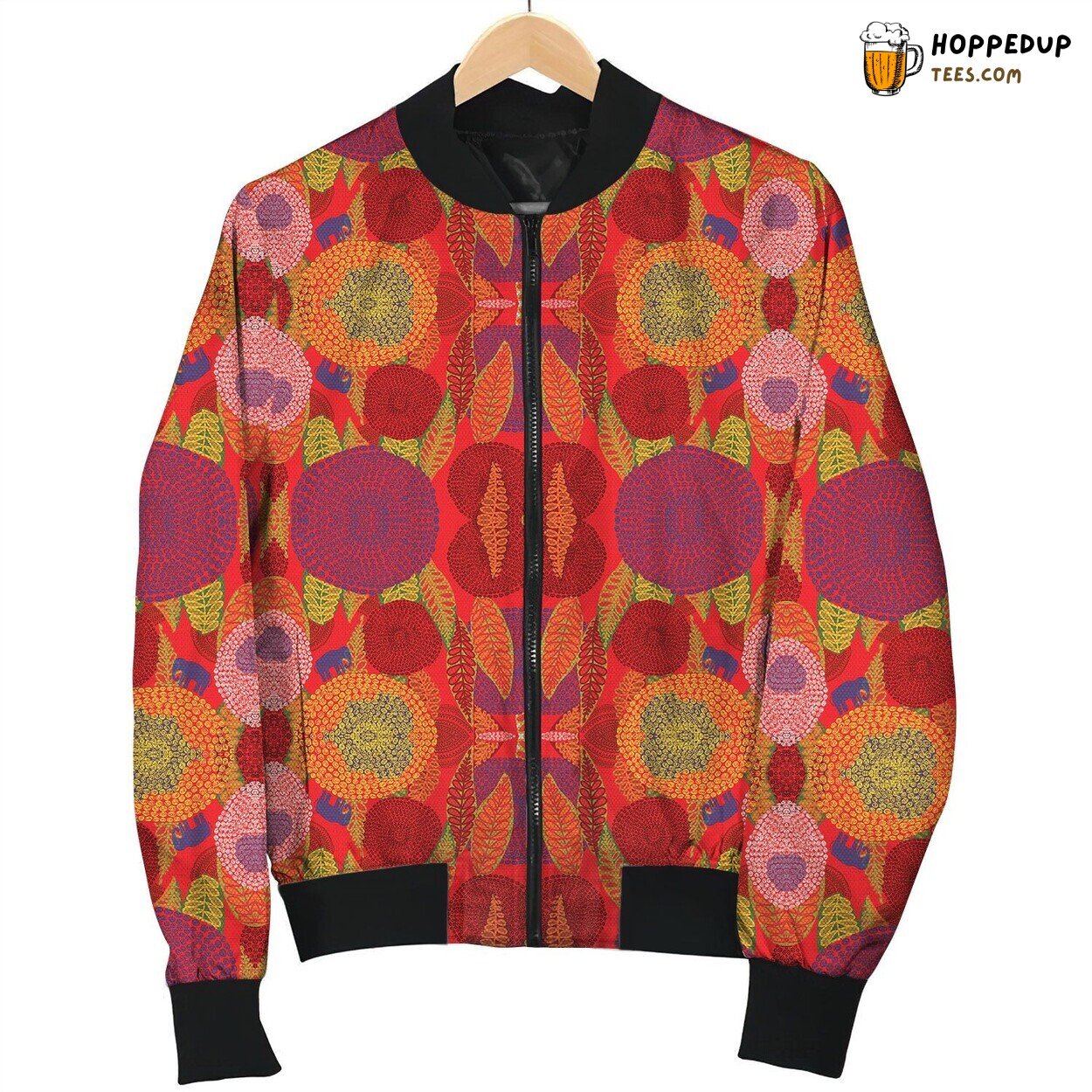 Mandala Circle Pattern Bomber Jacket