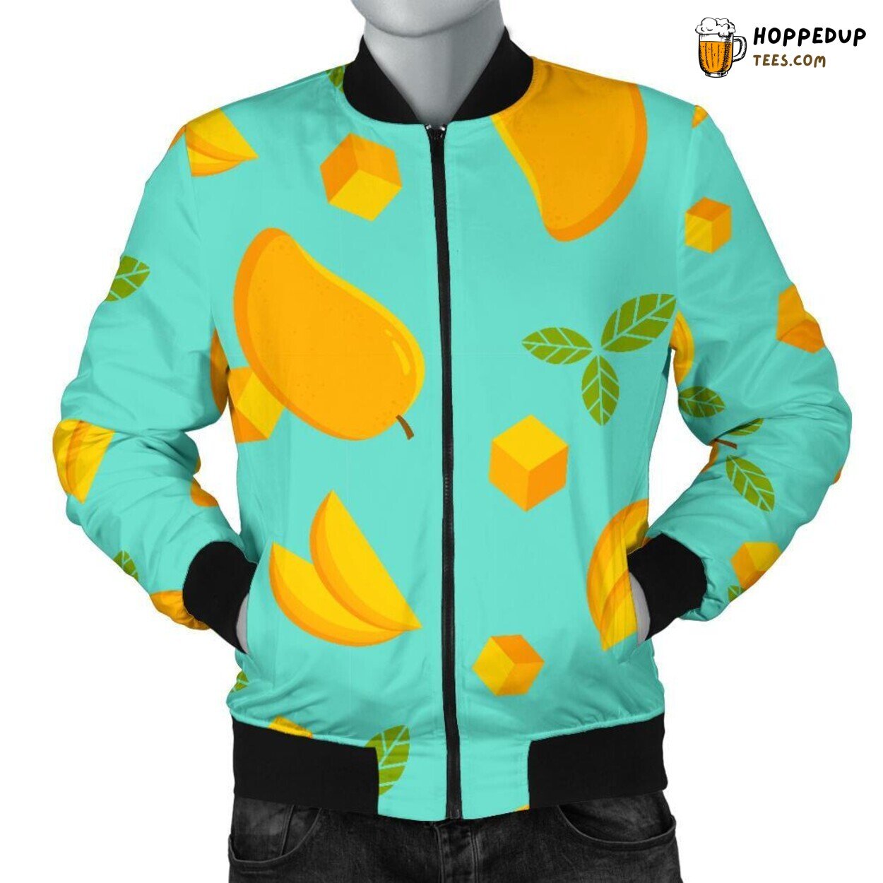 Mango in Pastel Beauty Men’s Bomber Jacket Unique Design Pattern Showcase