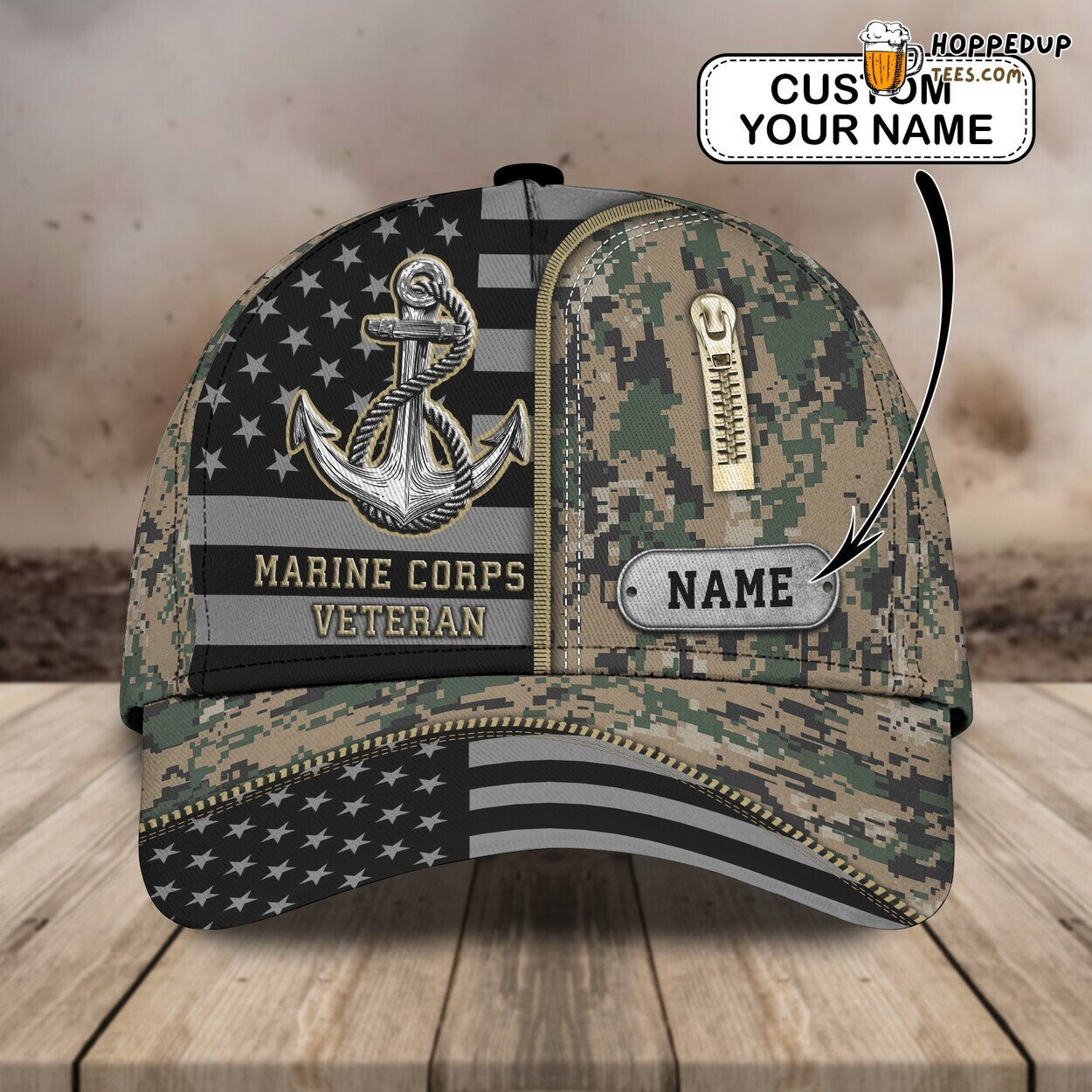 Marine Corps Veterans Tribute 3D Classic Cap Personalized Name Design
