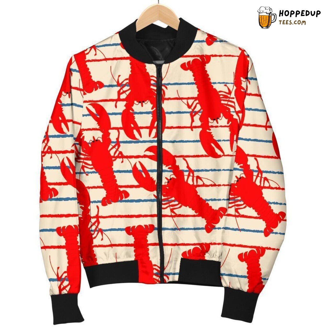 Marine Lobster Inspired Men’s Bomber Jacket Distinct Pattern Design Showcase