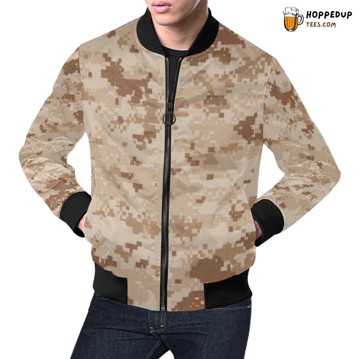 Marine Military Camo Pattern Men’s Bomber Jacket Camouflage Print