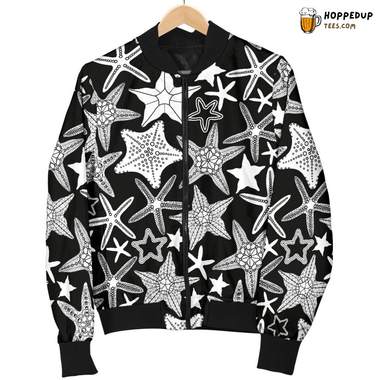 Marine Starfish Display Men’s Bomber Jacket Oceanic Design Elegance Tribute