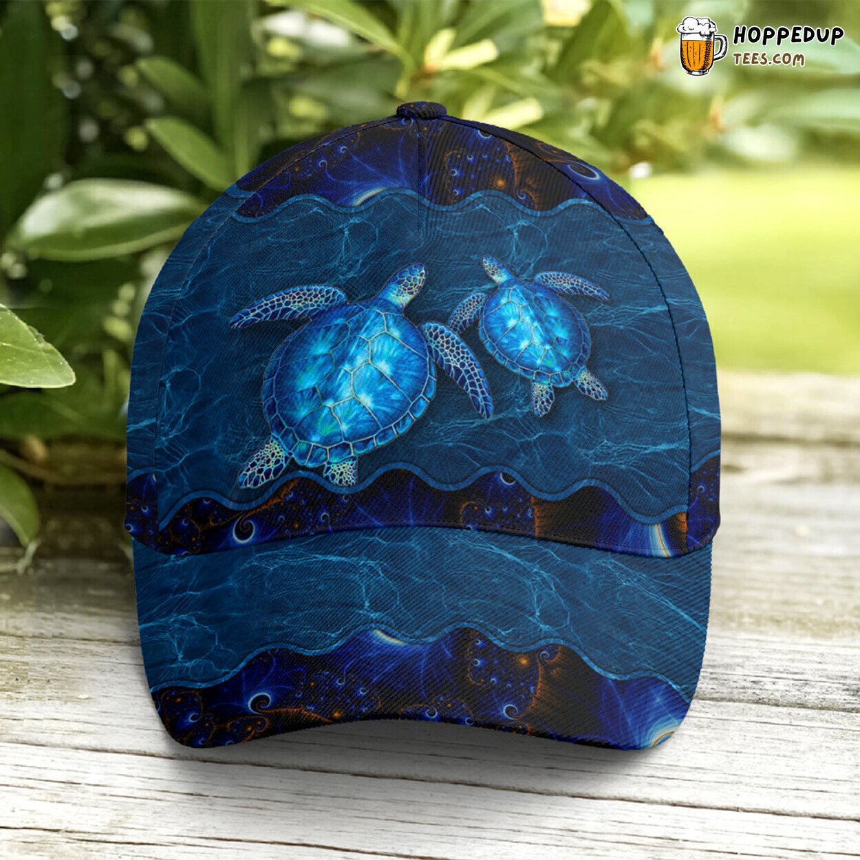 Marine Tribute Sea Turtle Oceanic Print Unique Design Statement Cap