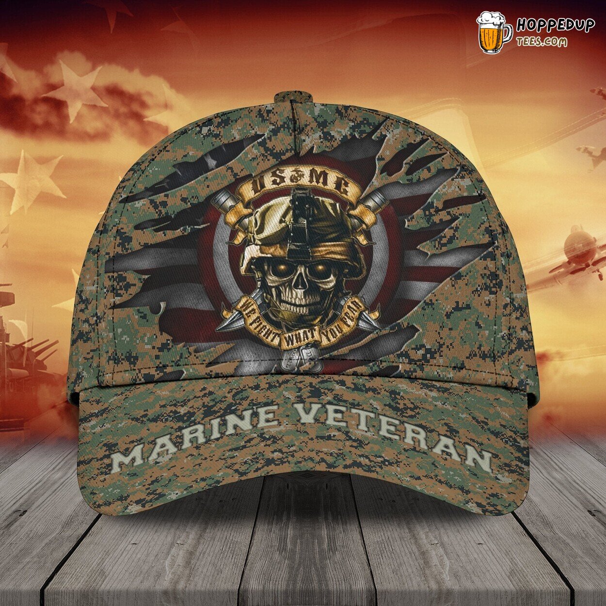 Marine Veteran 3D Classic Personalized Name Cap Unique Design