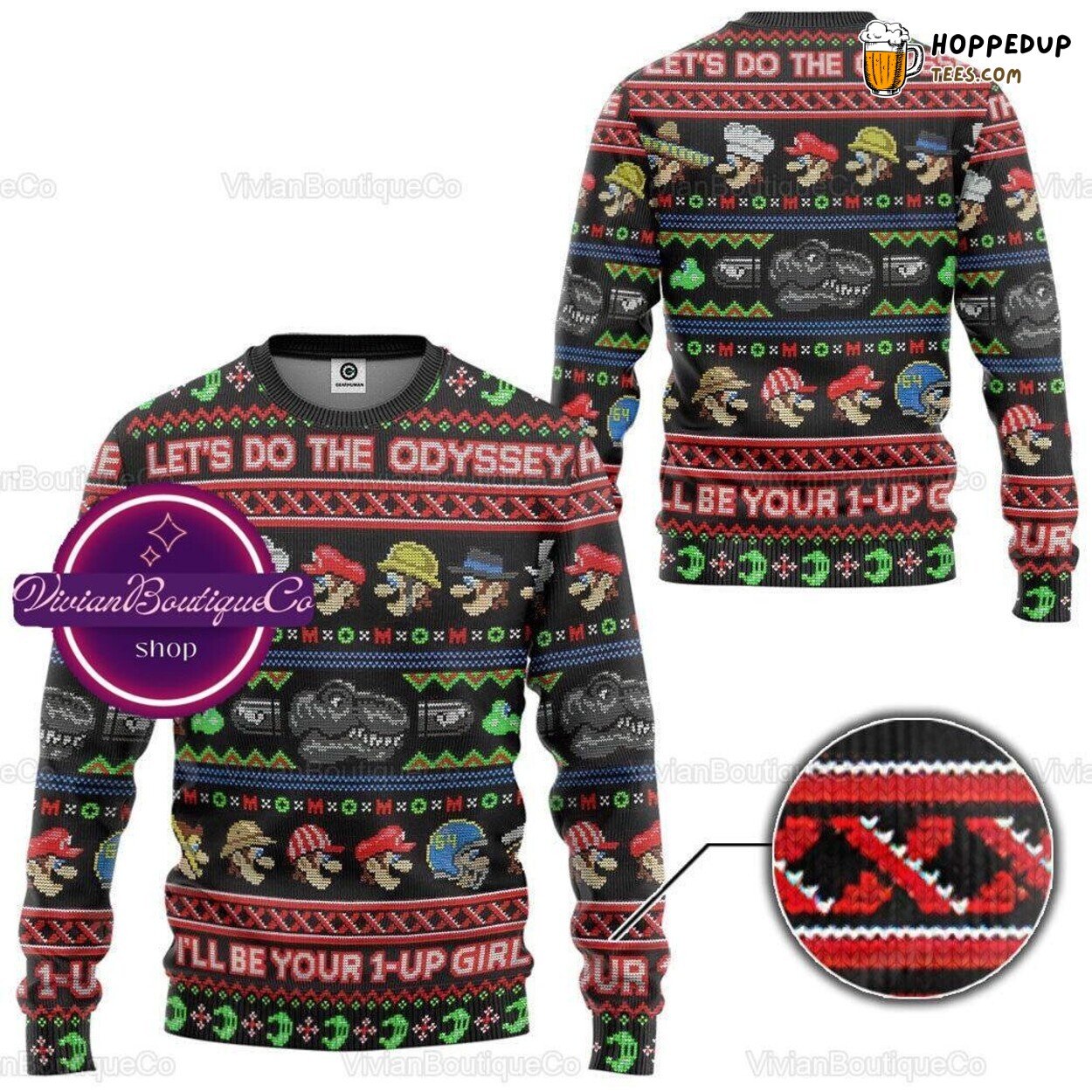Mario Video Game Themed Festive Ugly Christmas Sweater Super Bros Design