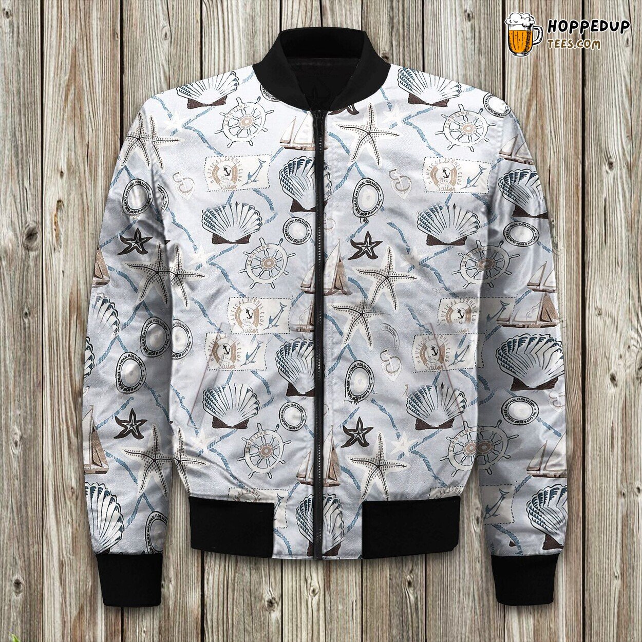 Maritime Adventure Theme Winter Bomber Jacket Nautical Excellence