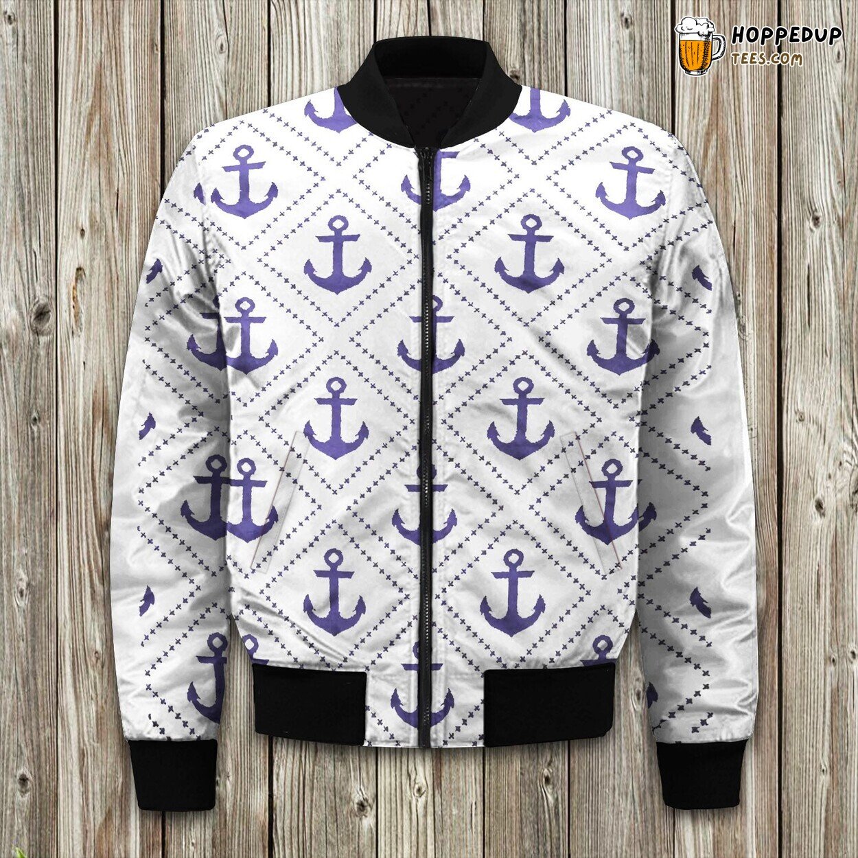 Maritime Anchor Nautical Symbol Winter Bomber Jacket Sea Pride