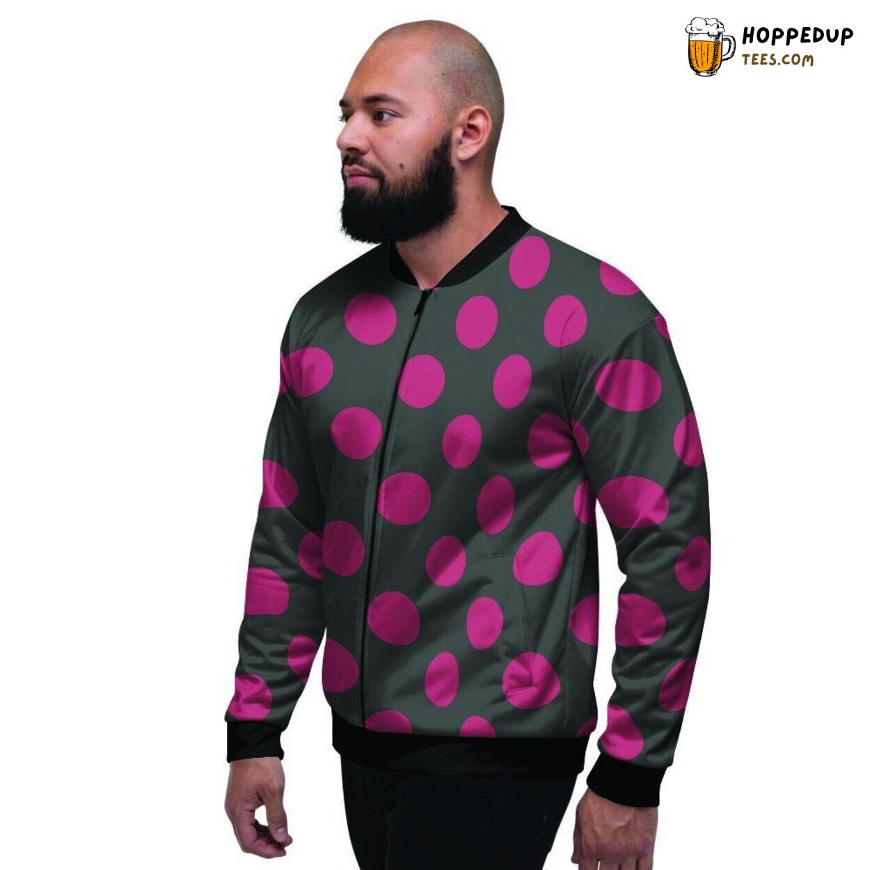 Maroon Polka Dot Classic Black Design Men’s Bomber Jacket Retro Elegance Art