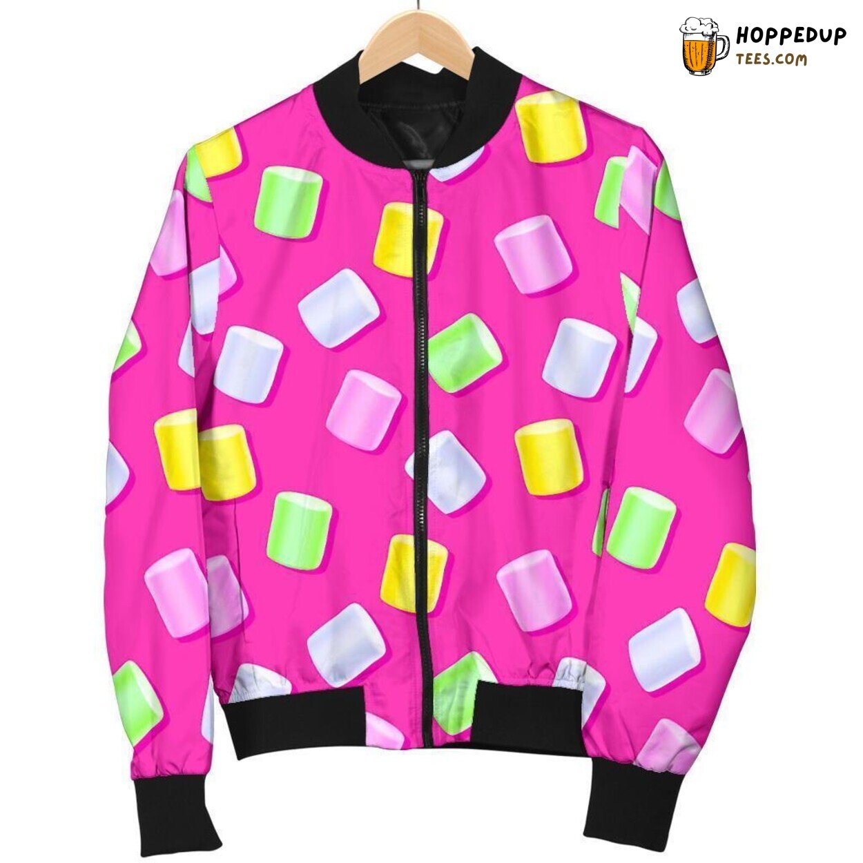 Marshmallow in Vibrant Tones Men’s Bomber Jacket Distinct Pattern Showcase