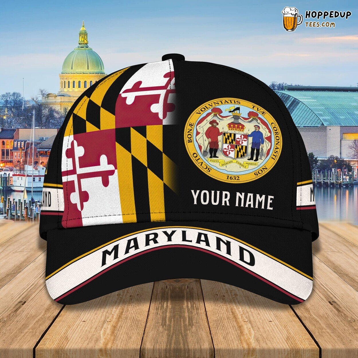 Maryland 3D Classic Cap Personalized Name Unique Premium Elegant Design