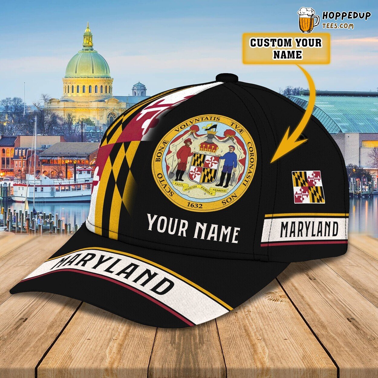 Maryland 3D Classic Cap Personalized Name Unique Premium Elegant Design