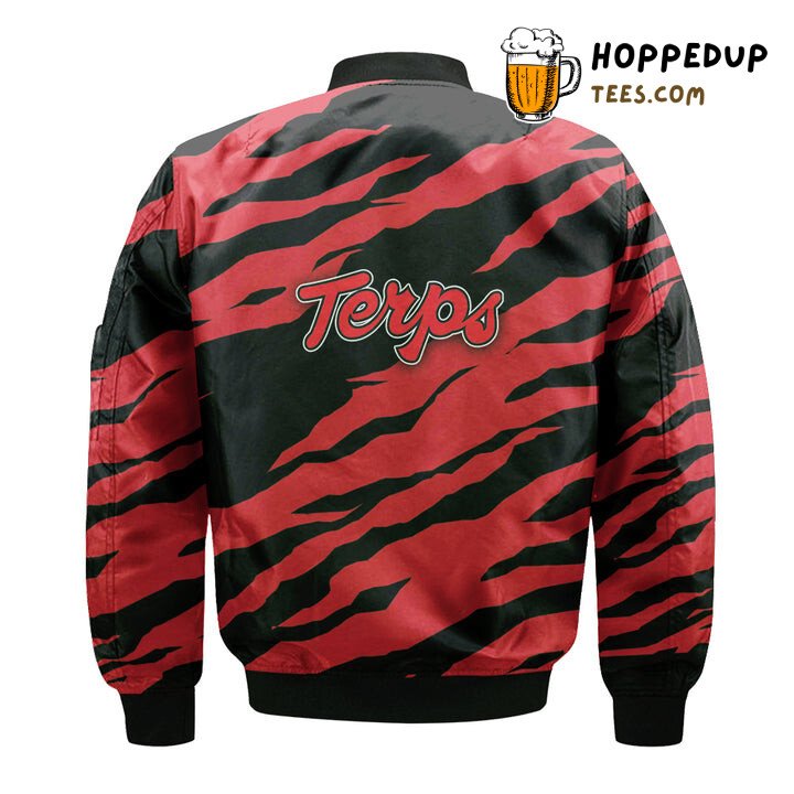 Maryland Terrapins NCAA Fan Red Black Classic Bomber Jacket Trim
