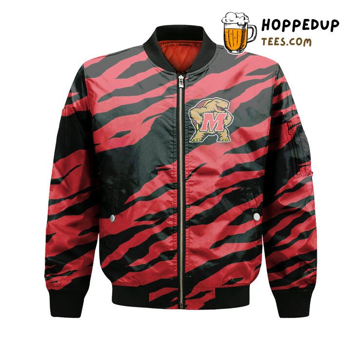 Maryland Terrapins NCAA Fan Red Black Classic Bomber Jacket Trim