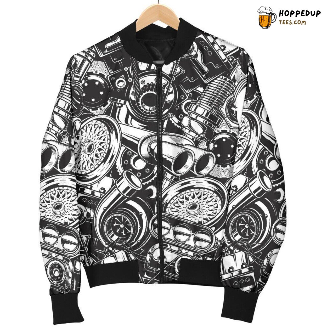 Mechanic Essence Tribute Men’s Bomber Jacket Distinct Pattern Display Art