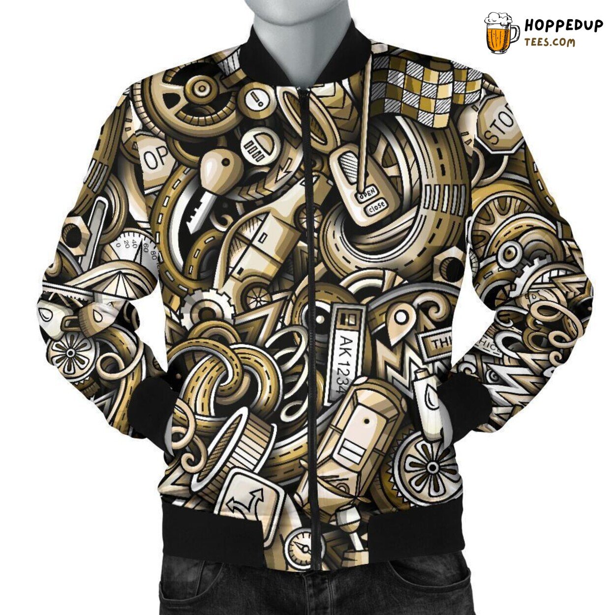 Mechanic Tools Showcase Men’s Bomber Jacket Unique Pattern Design Art