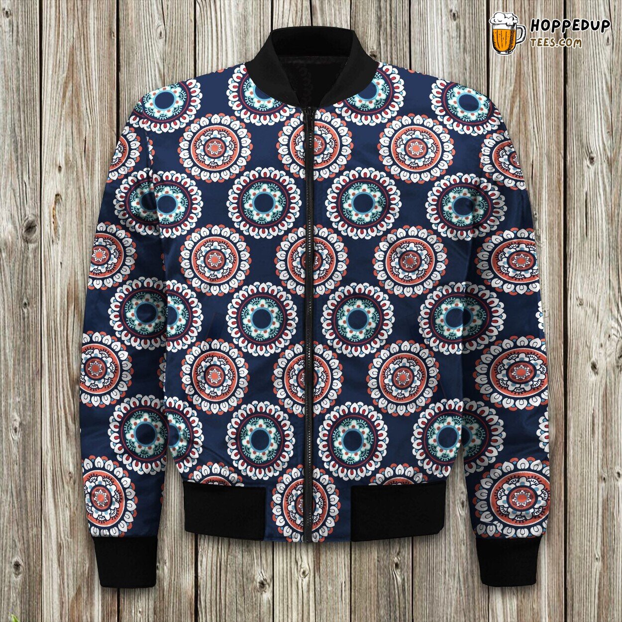 Medallion in Navy Winter Bomber Jacket Elite Designer Series Lux