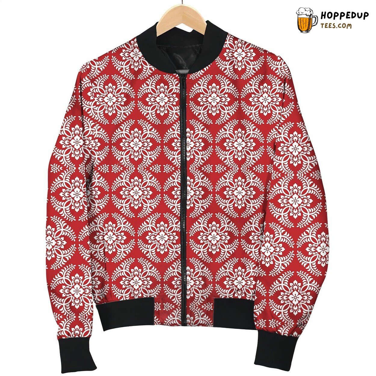 Medallion Red And White Bomber Jacket