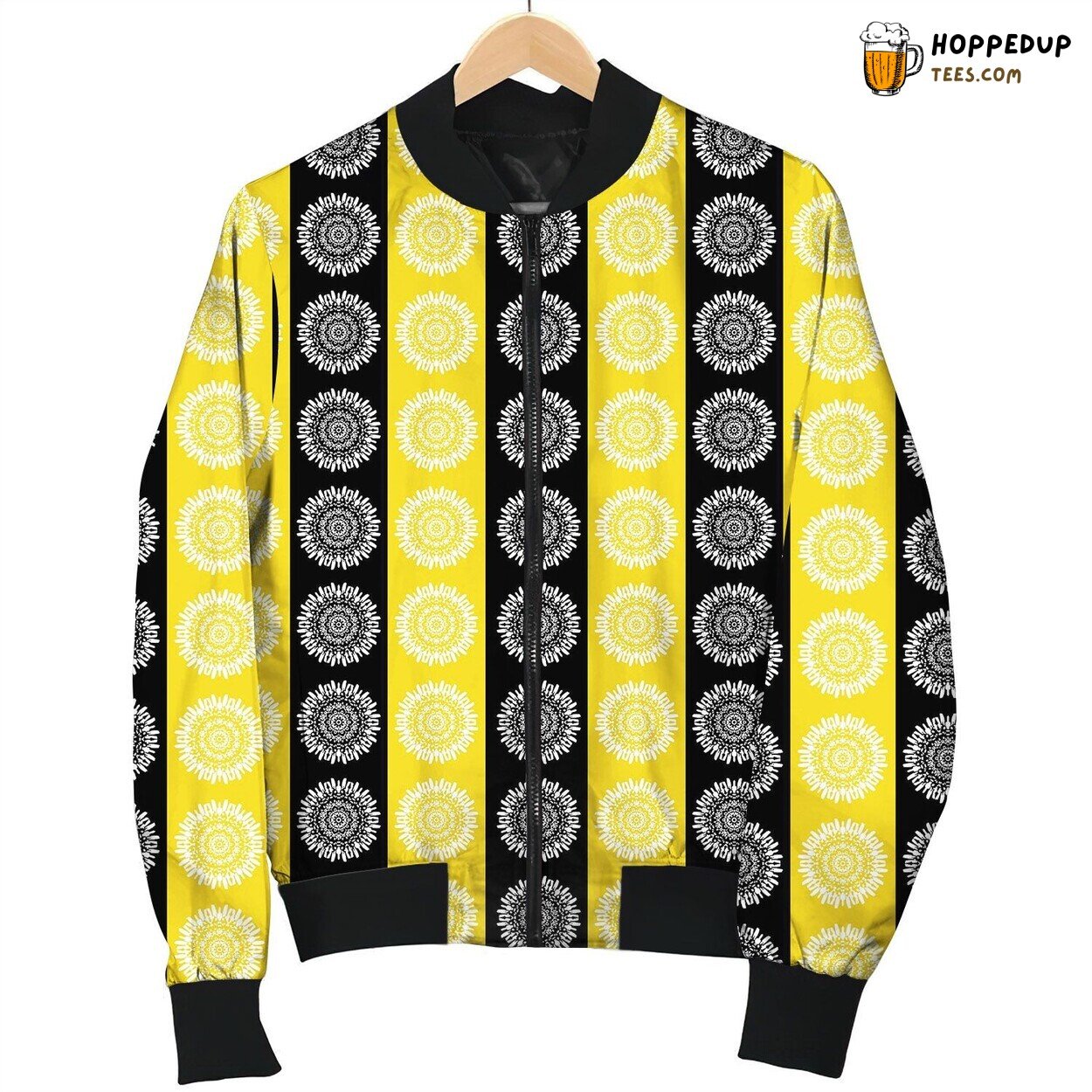 Medallion Yellow And Black Line Bomber Jacket