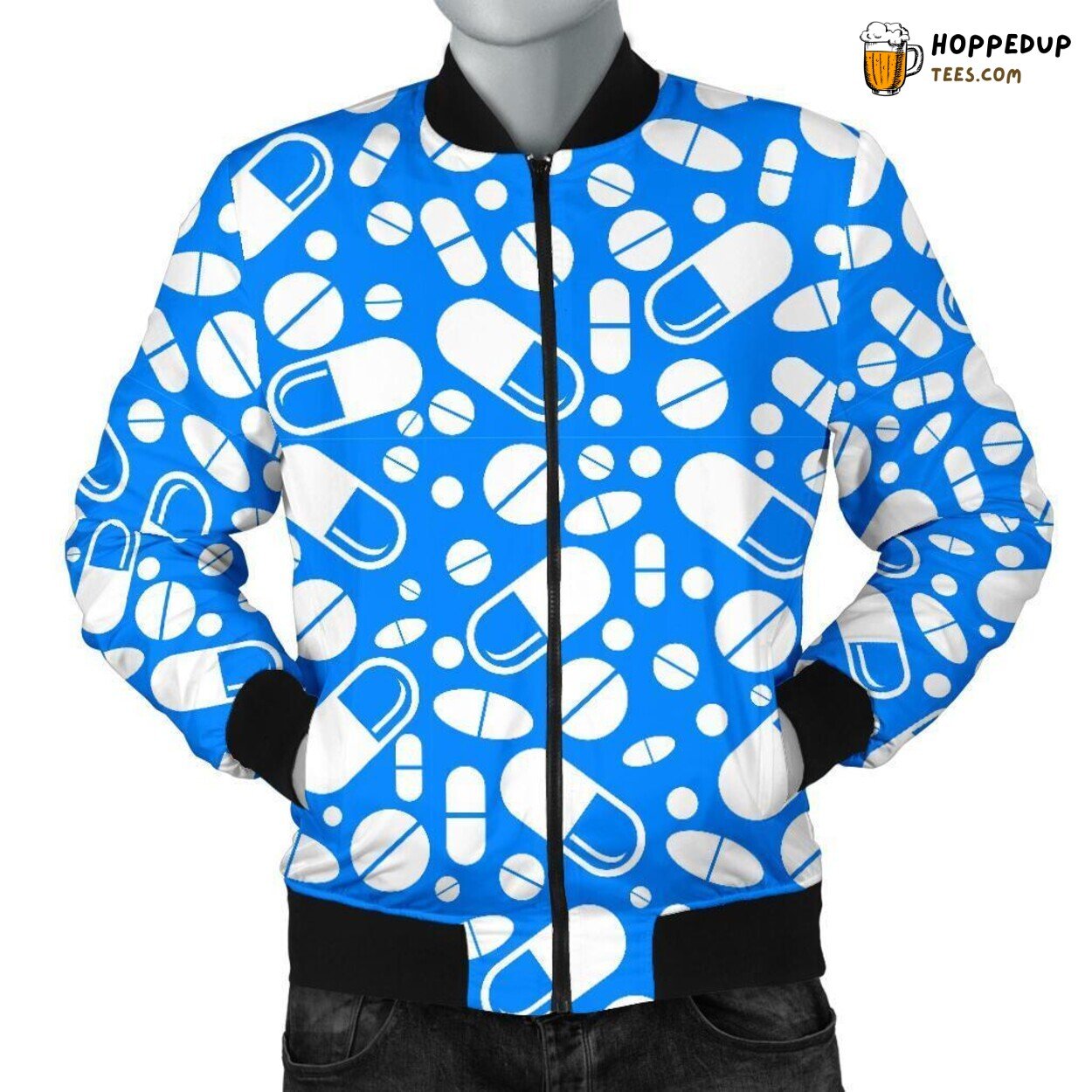 Medical Pharmacy Essential Tools Men’s Bomber Jacket Pattern Design Tribute