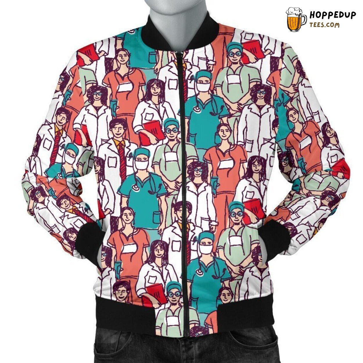 Medical Professionals Tribute Men’s Bomber Jacket Unique Design Pattern Art