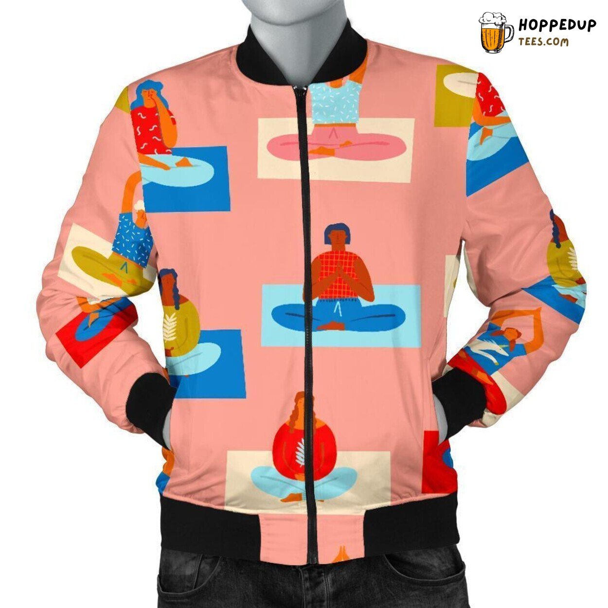 Meditation Essence Yoga Tribute Men’s Bomber Jacket Unique Pattern Display