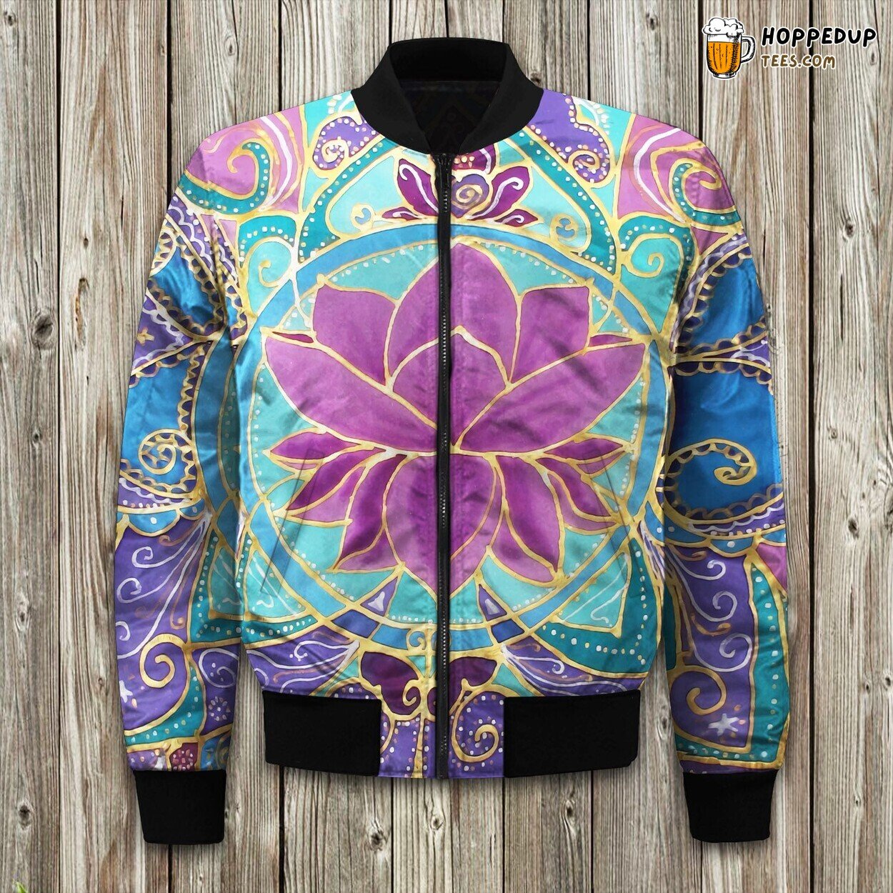 Meditation Lotus Pattern Art Bomber Jacket
