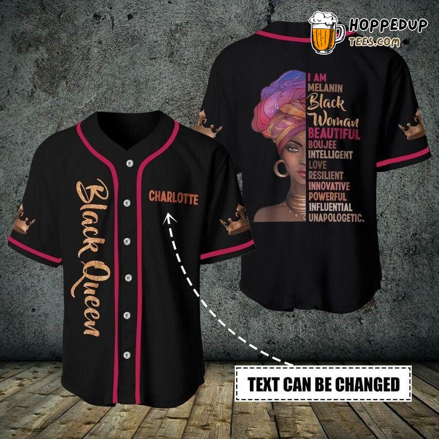 Melanin Black Queen Pride Baseball Jersey Personalized Unique Design Look