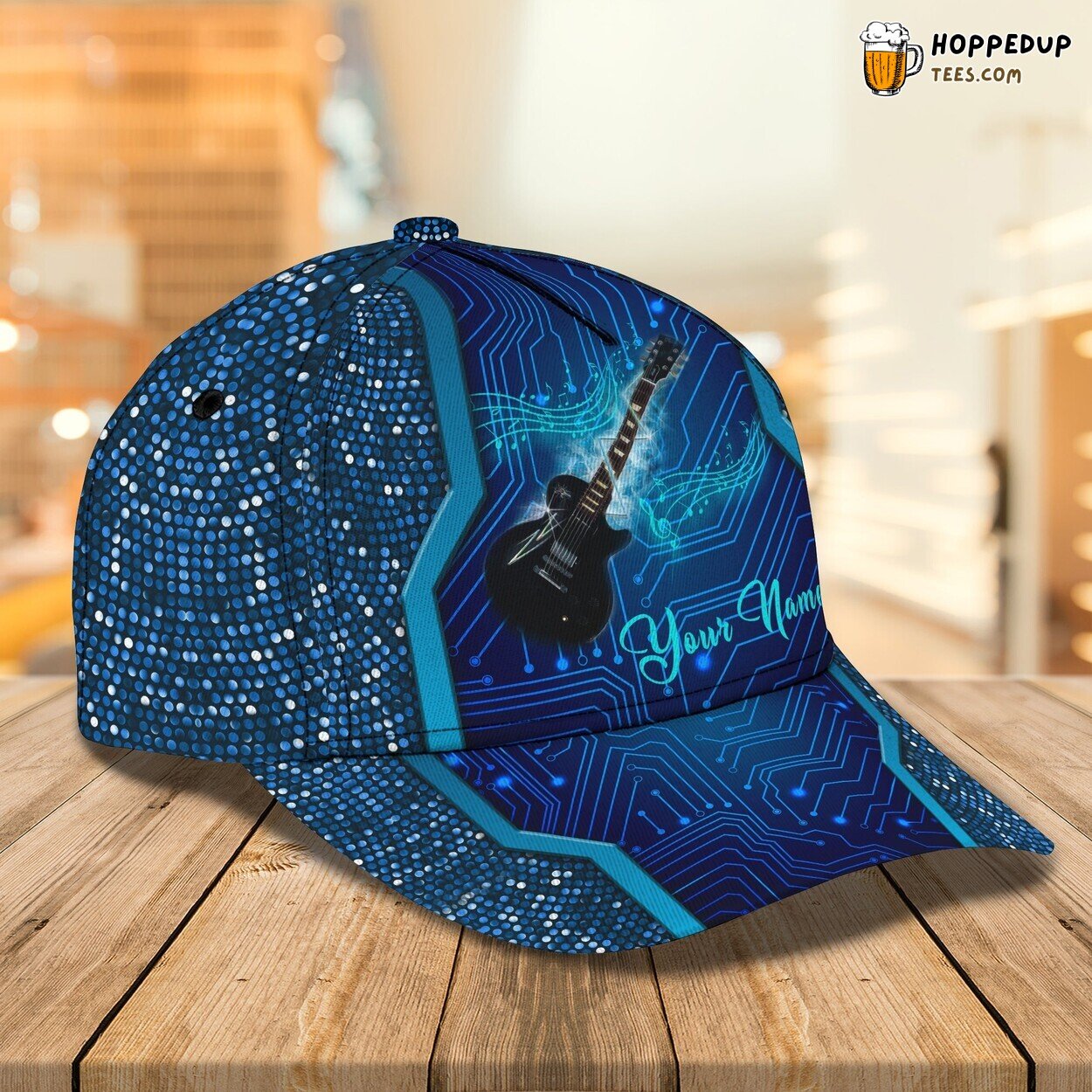 Melodic Blue Strums Personalized 3D Classic Cap Guitar Passion Tribute