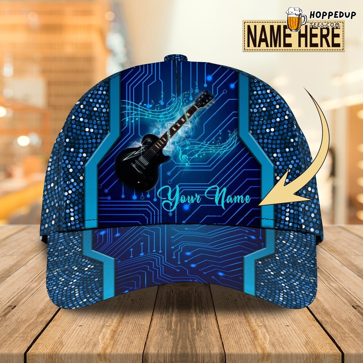 Melodic Blue Strums Personalized 3D Classic Cap Guitar Passion Tribute