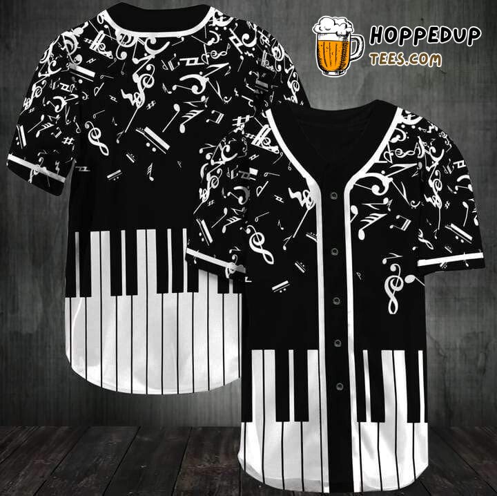 Melodic Piano Keys 3D Printed Art Baseball Jersey Shirt Music