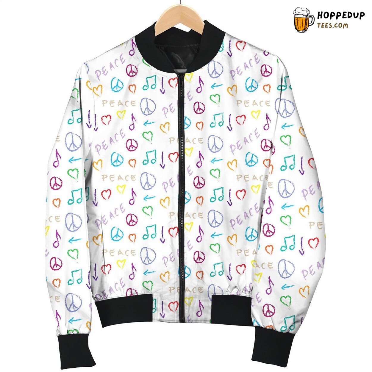 Melodic Rhythms Peace Music Winter Bomber Jacket Sound Meets Style