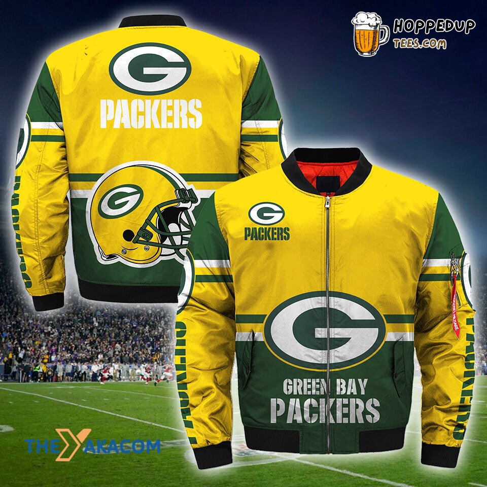 Men Jacket 3D Rodgers Packers Bomber Jacket Christmas Outerwear Fan Gift