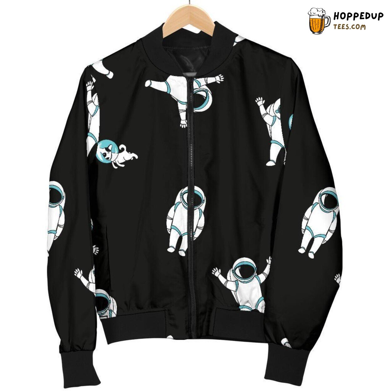 Men’s Bomber Jacket Adorned with an Astronaut Print Pattern