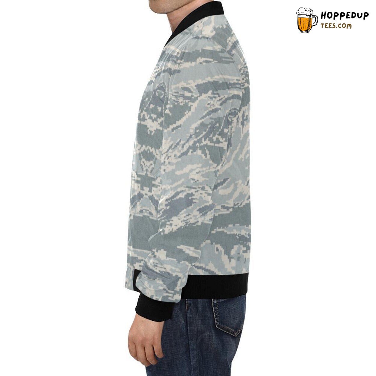 Men’s Bomber Jacket Air Force Military Camouflage White Snow Camo