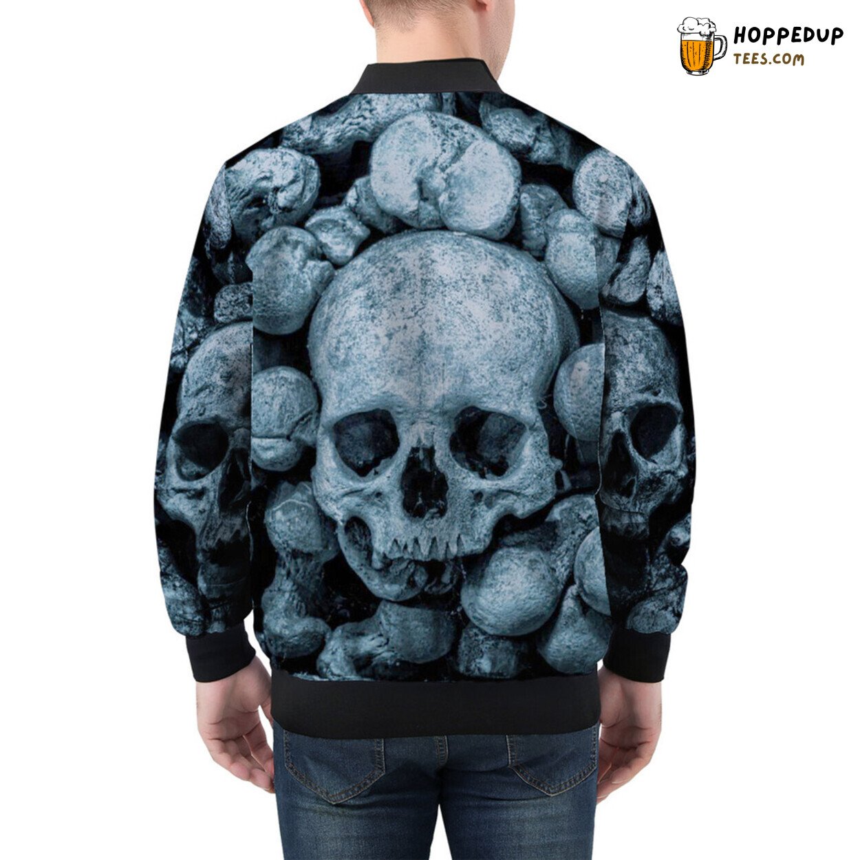 Men’s Bomber Jacket Becomes a Canvas for Artistic Skulls Tales