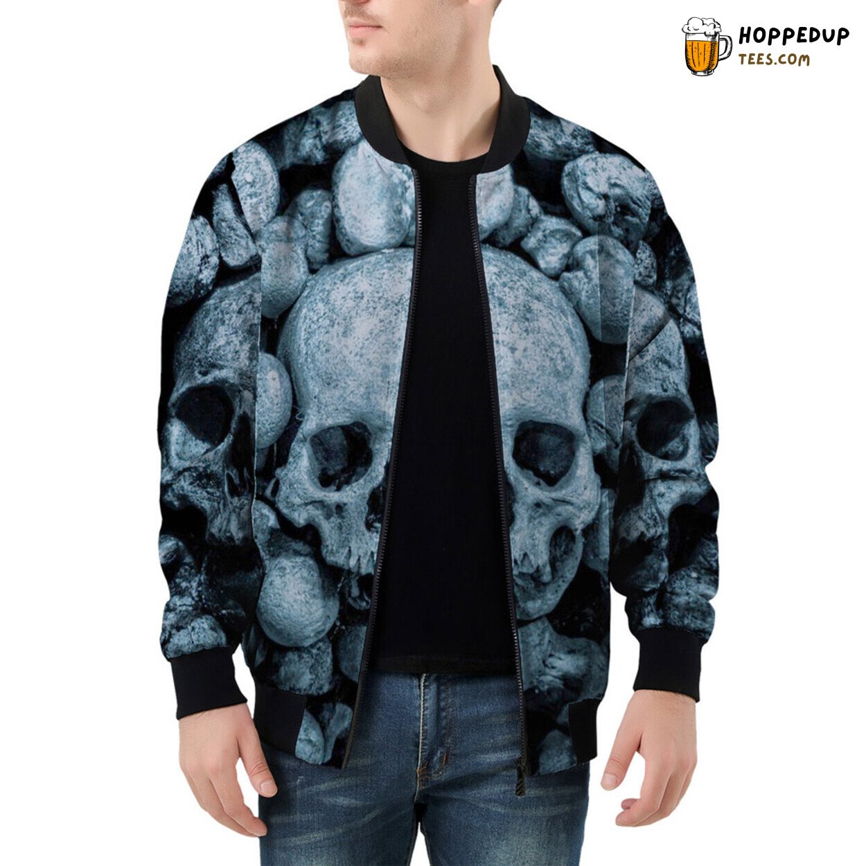 Men’s Bomber Jacket Becomes a Canvas for Artistic Skulls Tales Men’s Bomber Jacket Becomes a Canvas for Artistic Skulls Tales