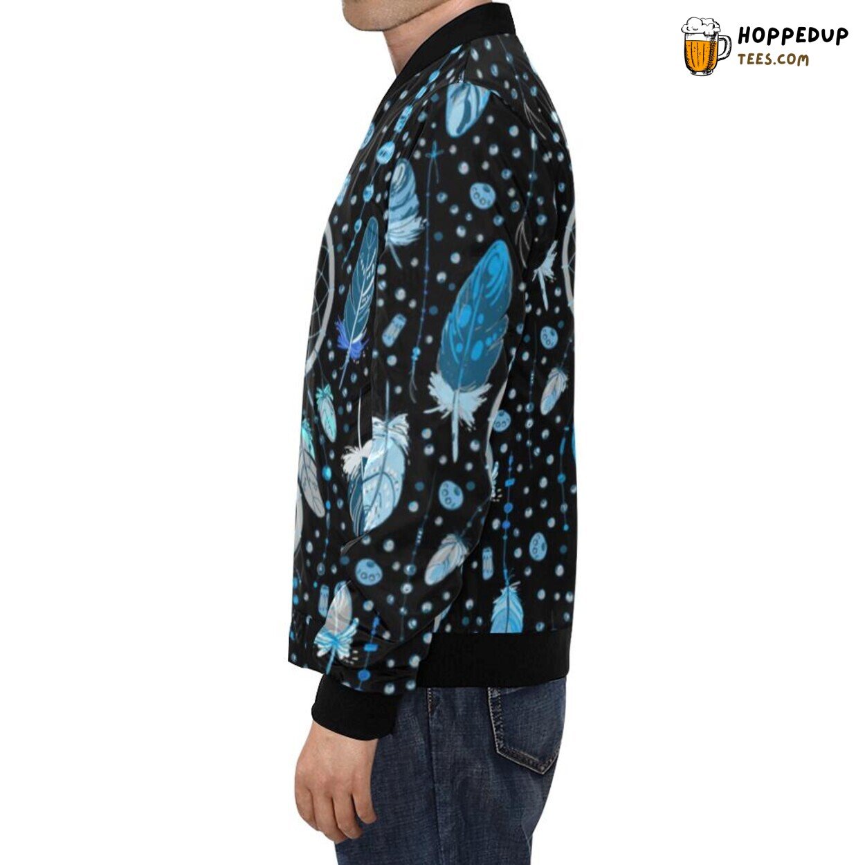Men’s Bomber Jacket Blue Dream Catcher Feather Essential Pattern Print