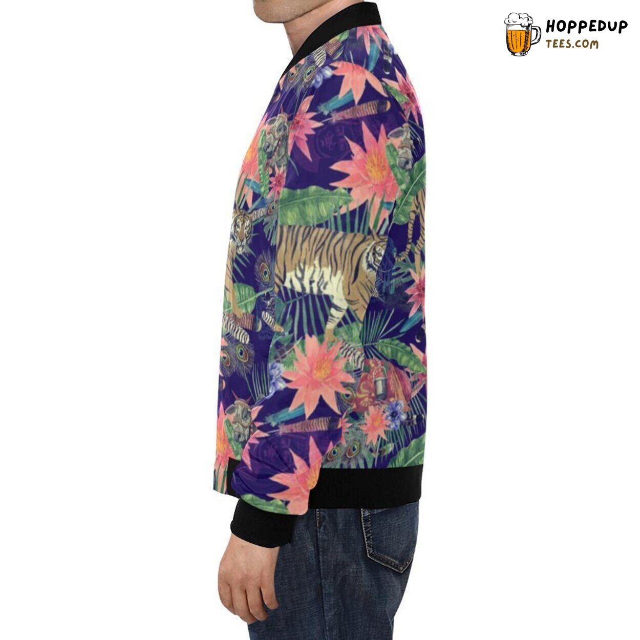 Men’s Bomber Jacket Bohemian Style Tiger Pattern Print Unique Design