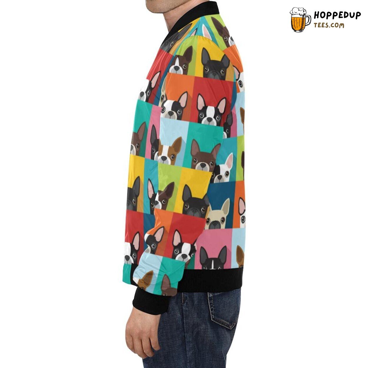 Men’s Bomber Jacket Boston Terrier Pattern Print Exclusive Design