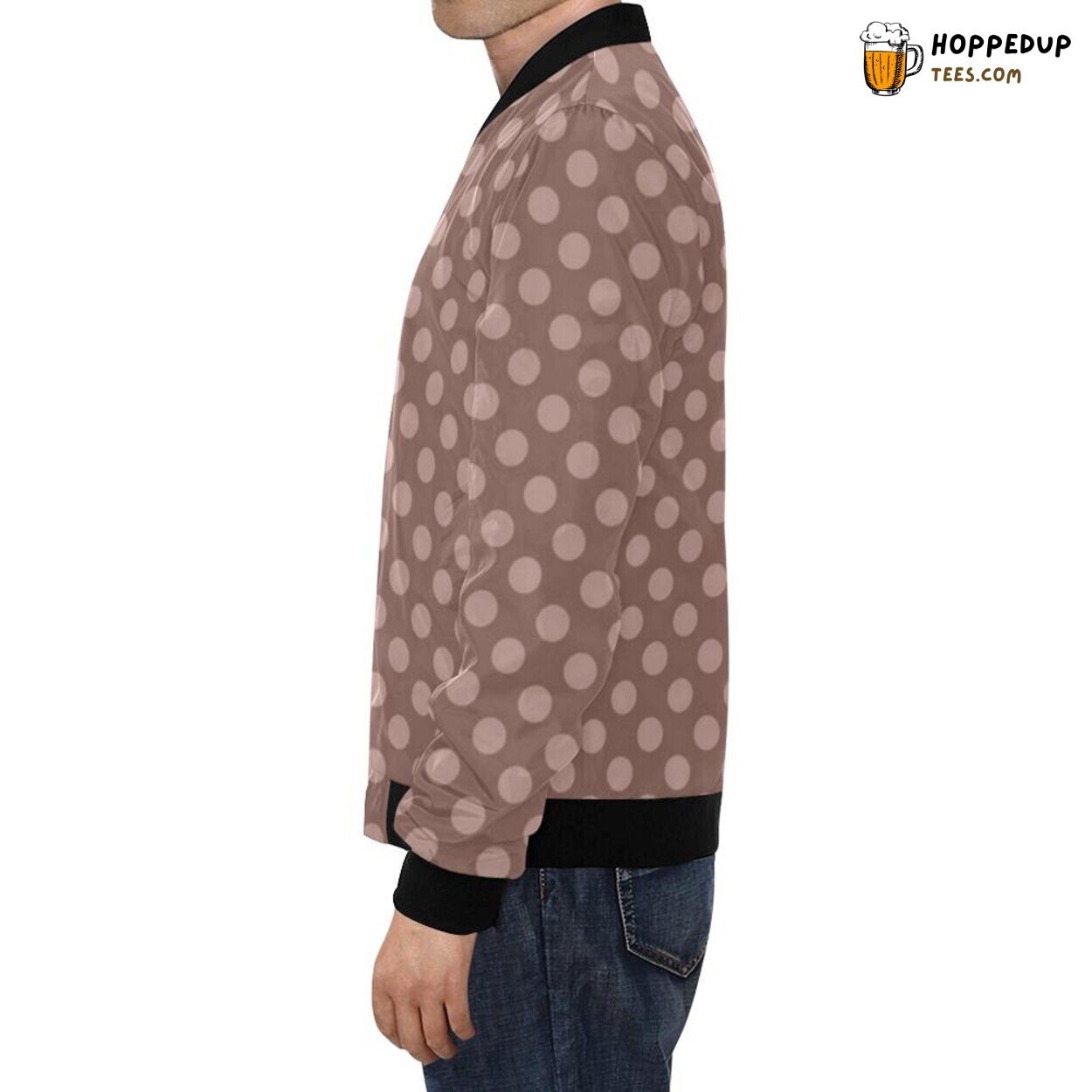 Men’s Bomber Jacket Brown Chocolate Polka Dot Elegant Pattern Print