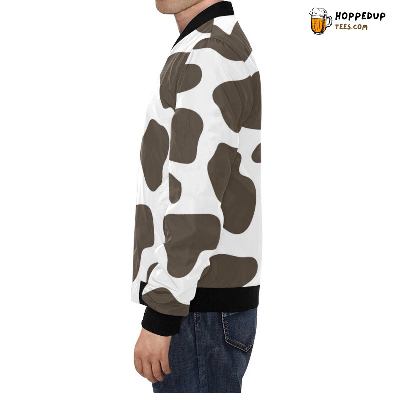 Men’s Bomber Jacket Brown Cow Pattern Print Unique Fashion Designer Look